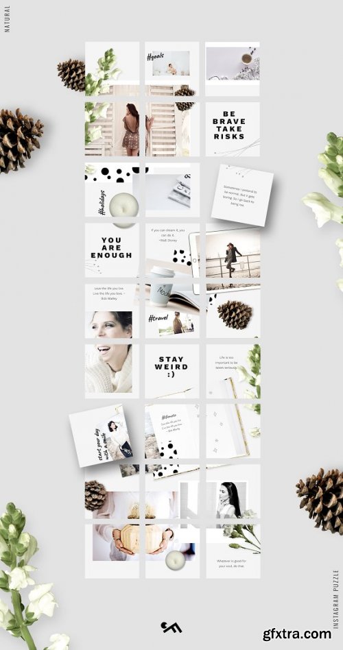 CreativeMarket - Instagram PUZZLE template - Natural 3396329