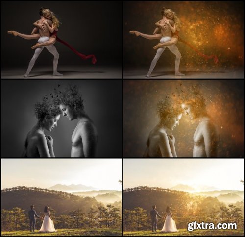 CreativeMarket - 40 Golden Particle Photo Overlays 3499410