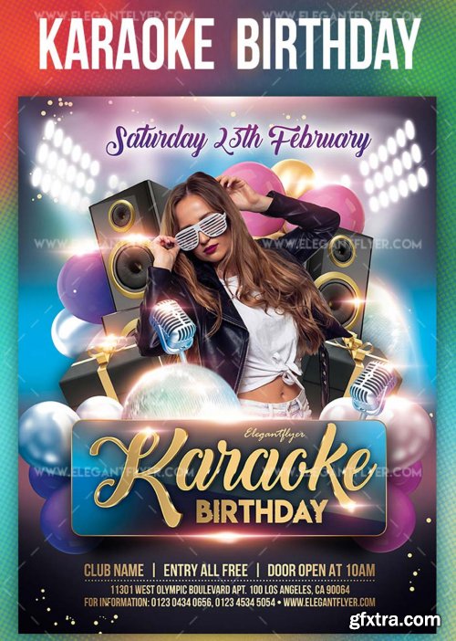 Karaoke Birthday V8 2019 PSD Flyer Template + Facebook Cover + Instagram Post