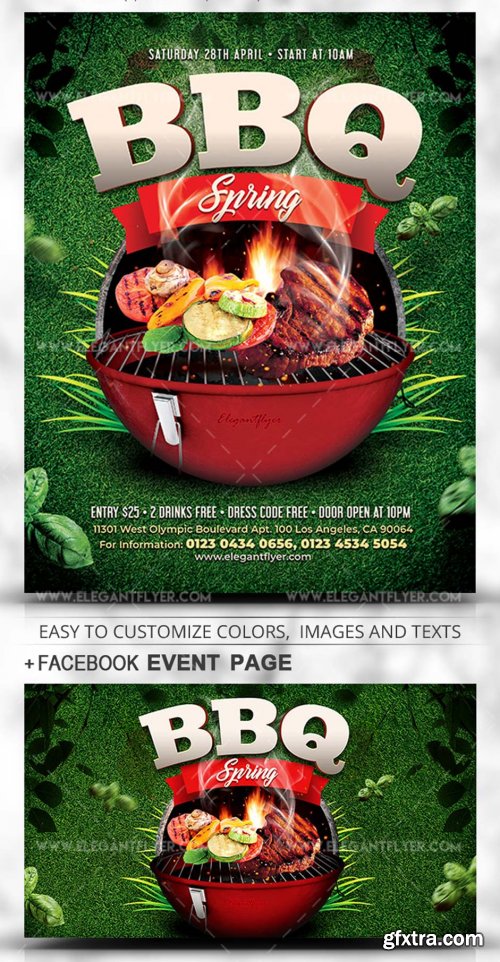 Spring BBQ V1 2019 PSD Flyer Template + Facebook Cover + Instagram Pos