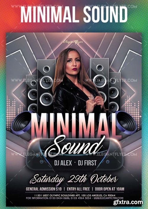 Minimal Sound V5 2019 PSD Flyer Template + Facebook Cover + Instagram Post