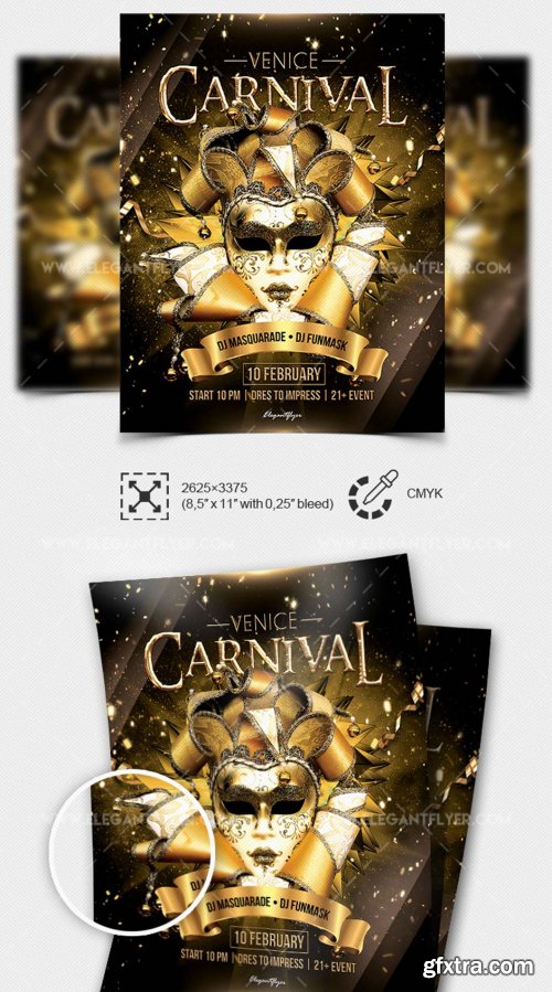 Venice Carnival V1 2019 PSD Flyer Template + Facebook Cover + Instagram Post