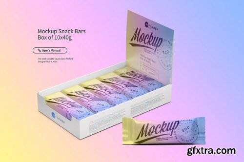 CreativeMarket - Mockup Snack Bars Box of 10x40g 2597570