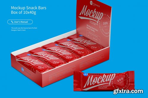 CreativeMarket - Mockup Snack Bars Box of 10x40g 2597570