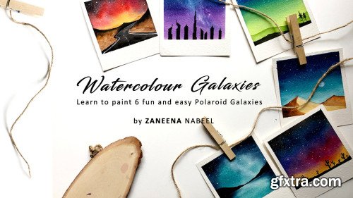 Fun and Easy Watercolour Galaxies - Step by Step (Polaroid Style)