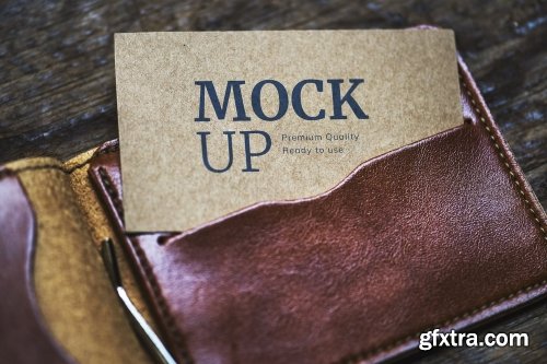 Name card mockup in a wallet