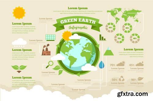 Green Earth Infographic PSD and AI Vector Template