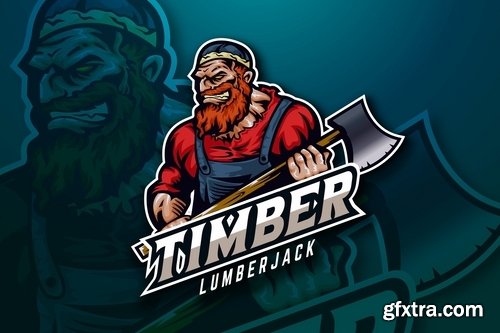 Lumberjack Sport And Esport Logo Vector Template