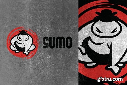 Cartoon Sumo Mascot Logo