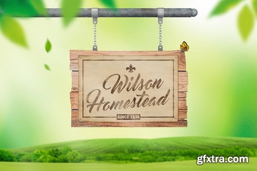 Hanging Wooden Sign Mockup