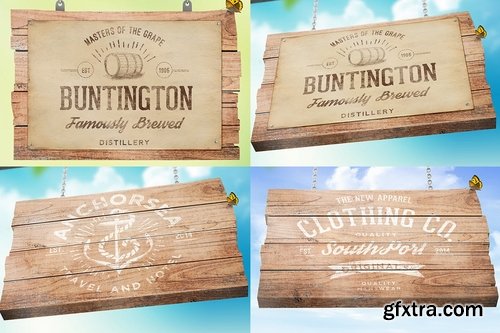 Hanging Wooden Sign Mockup