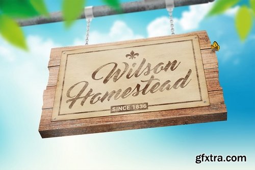 Hanging Wooden Sign Mockup