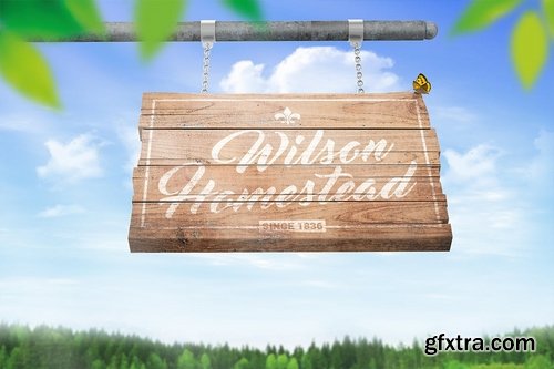 Hanging Wooden Sign Mockup