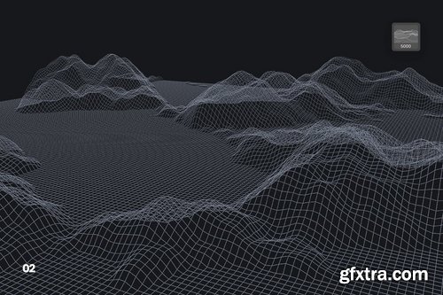 Grid Mountains Photoshop Brushes