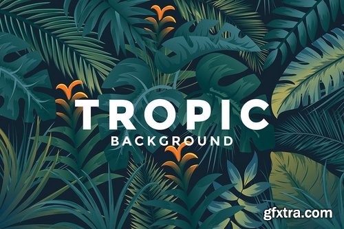 Various Tropical backgrounds with jungle plants