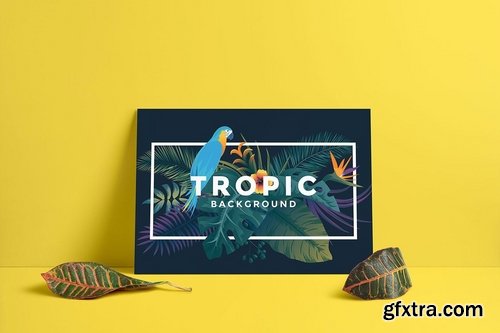 Various Tropical background with jungle plants