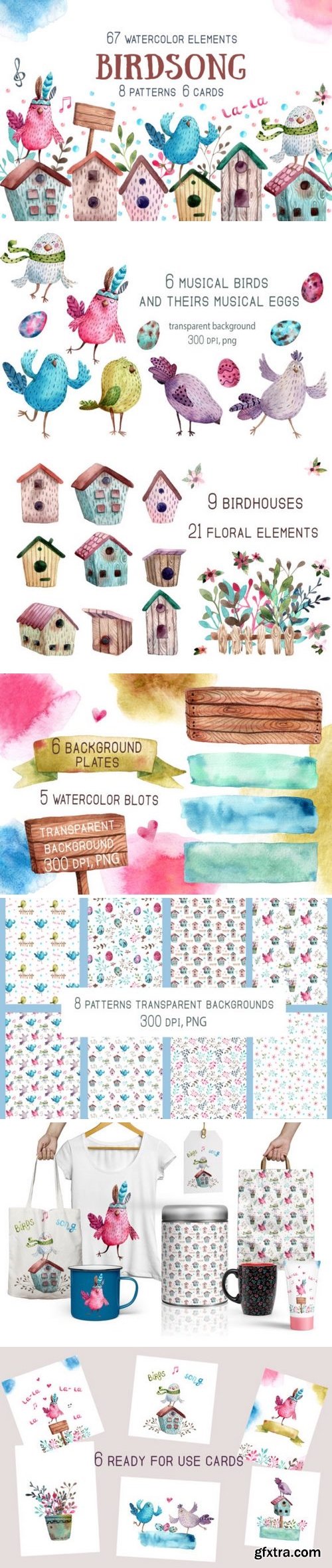 CM - Birdsong - Watercolor Clip Art Set 1392997