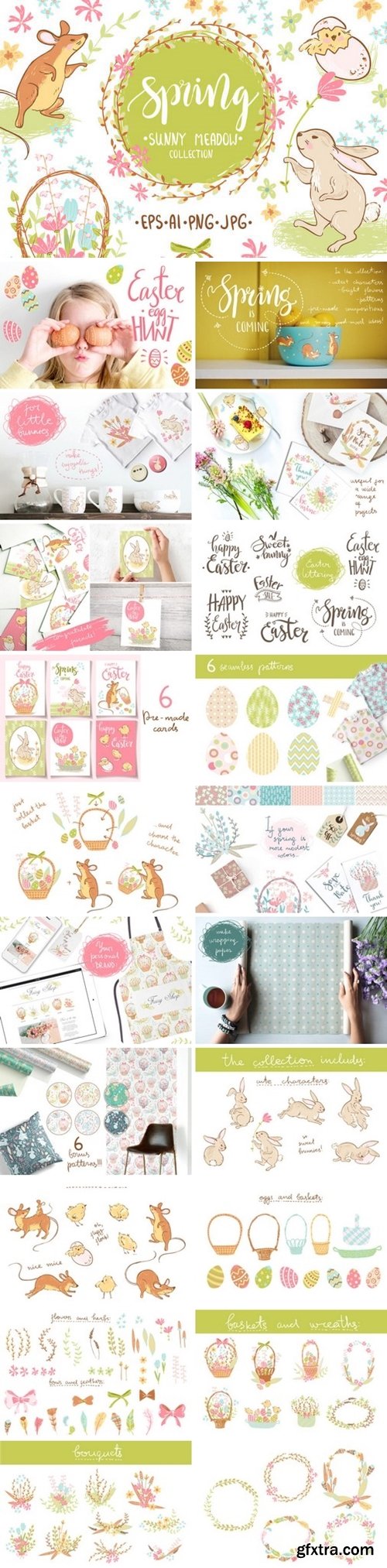 Spring meadow graphic set