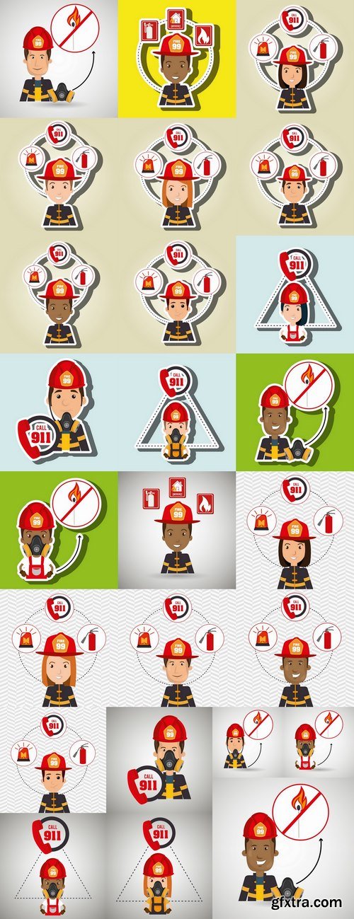 Cartoon fireman lifeguard rescue service vector image 25 EPS