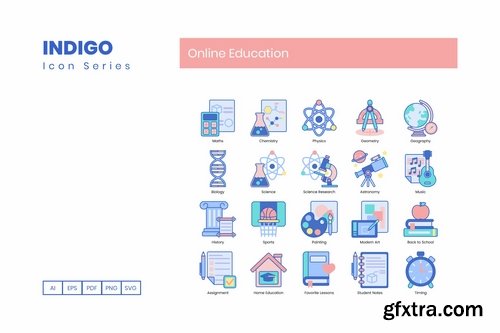 Online Education Icons Indigo Series