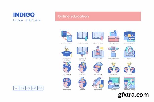 Online Education Icons Indigo Series