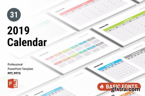 Calendar 2019 for PowerPoint and Keynote