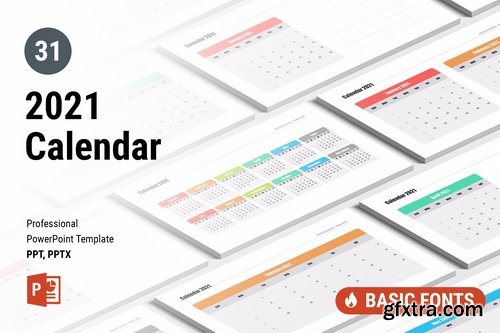 Calendar 2021 for PowerPoint and Keynote