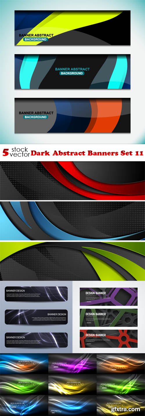 Vectors - Dark Abstract Banners Set 11