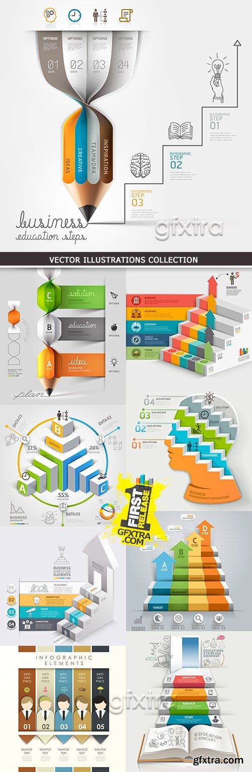 Business infographics options elements collection 38