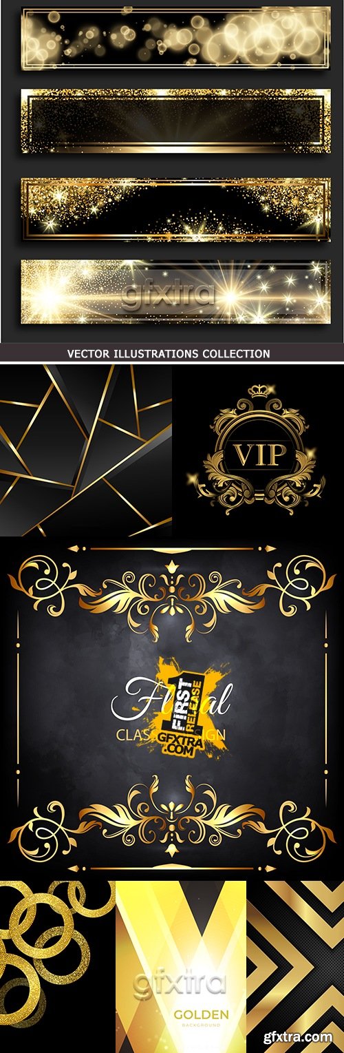 Black decorative background and gold elements design