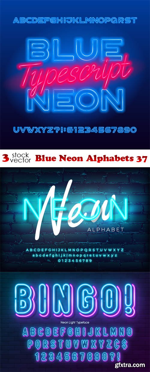 Vectors - Blue Neon Alphabets 37