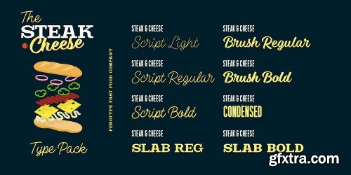 Steak And Cheese Font Family - 8 Fonts