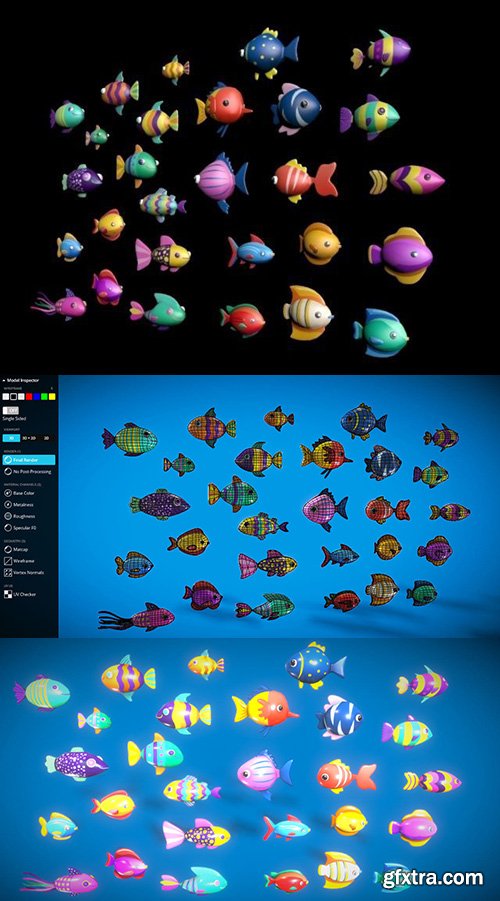 Cgtrader - Cartoon Fish Pack 2 Low-poly 3D model