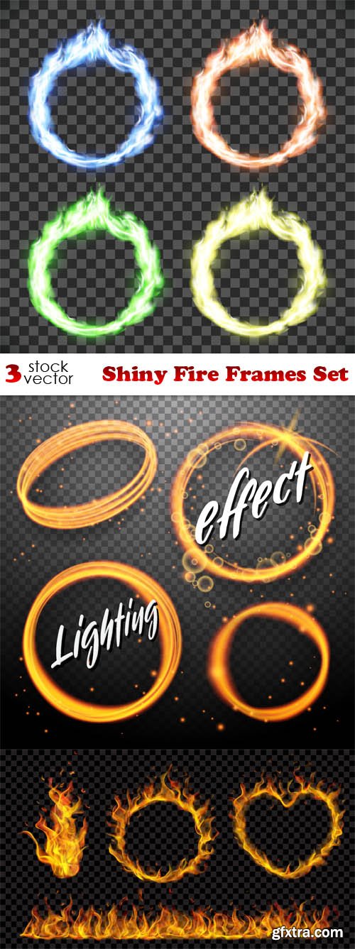 Vectors - Shiny Fire Frames Set