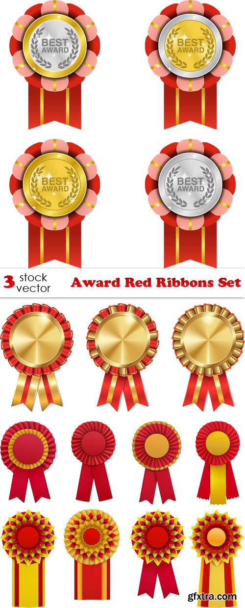 Vectors - Award Red Ribbons Set