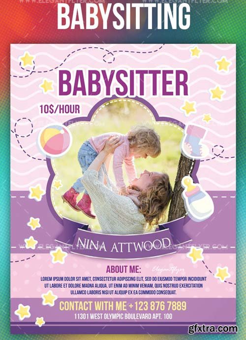 Babysitting V1 2019 PSD Flyer Template + Facebook Cover + Instagram Post