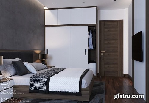 Modern Bedroom Interior Scene 57