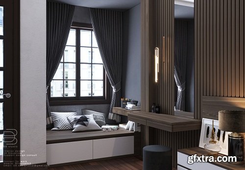 Modern Bedroom Interior Scene 57