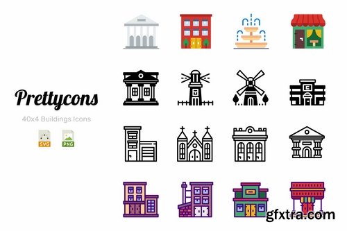 Prettycons - 160 Buildings Icons Vol.1