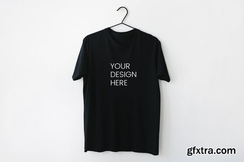 Simple black mens t-shirt mockup