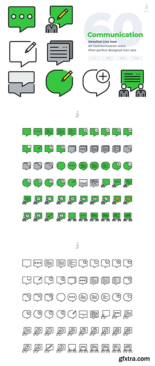 60 Communication Icons - Detailed Line Icon