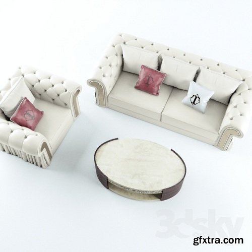 Sofa, chair, coffee table Turri Couture