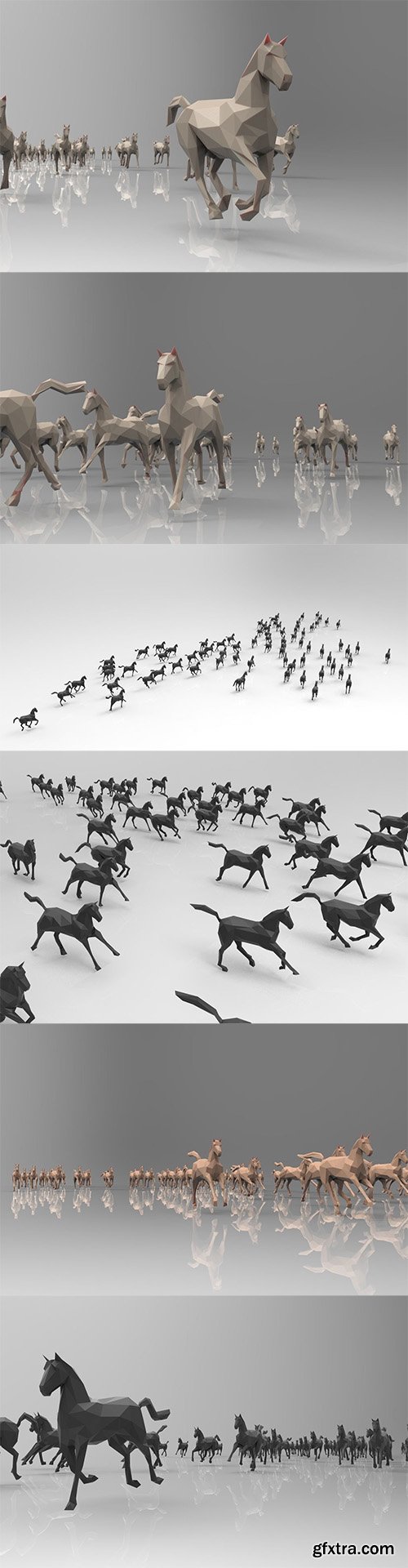 Cgtrader - Low poly running horses - 23pcs posed Low-poly 3D model