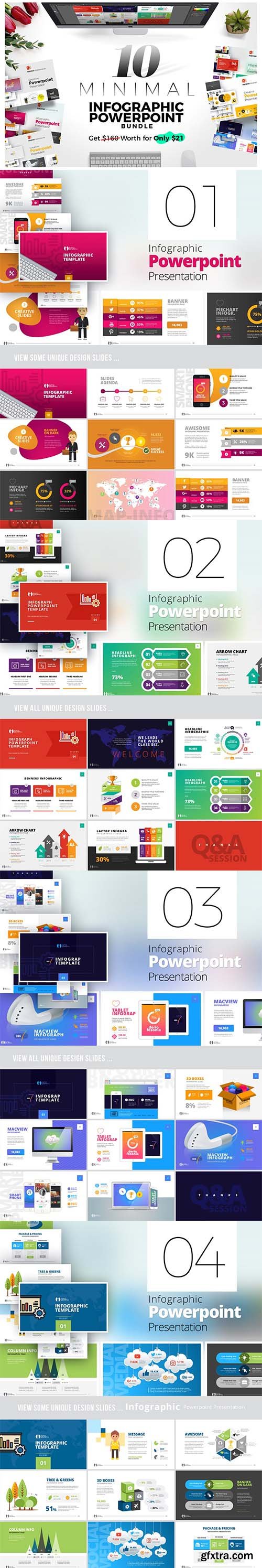 CreativeMarket - Minimal Infographic PPTX Bundle 3218597