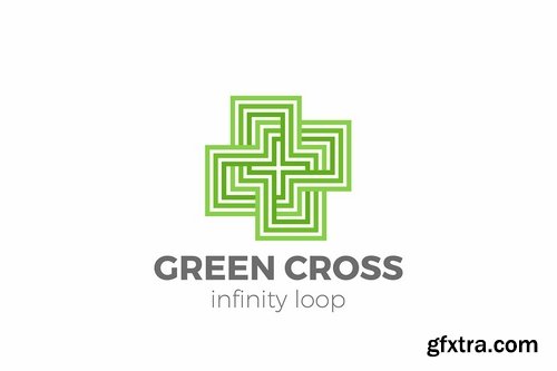 Cross Plus Logo design Linear Infinity loop style