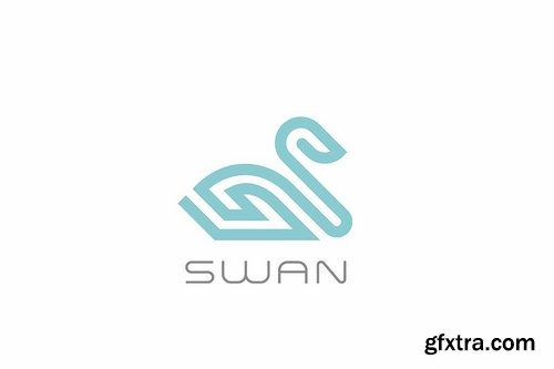 Swan bird Logo linear style