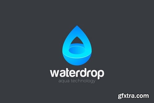 Water droplet Logo Aqua Liquid Oil design