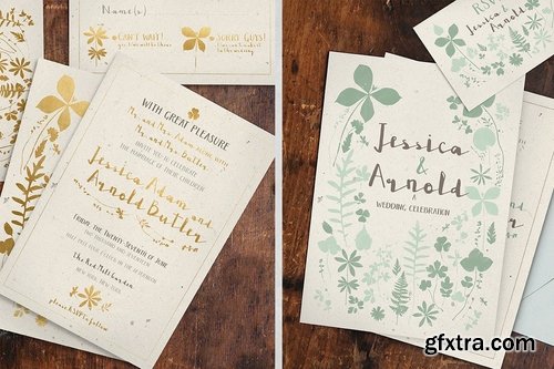 Hand Drawn Fern Wedding Invitation