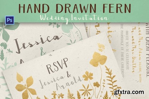 Hand Drawn Fern Wedding Invitation