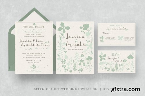 Hand Drawn Fern Wedding Invitation